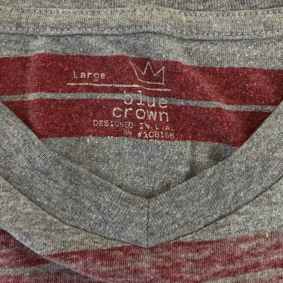 Blue Crown Striped V-neck T-shirt - Picture 3 of 3